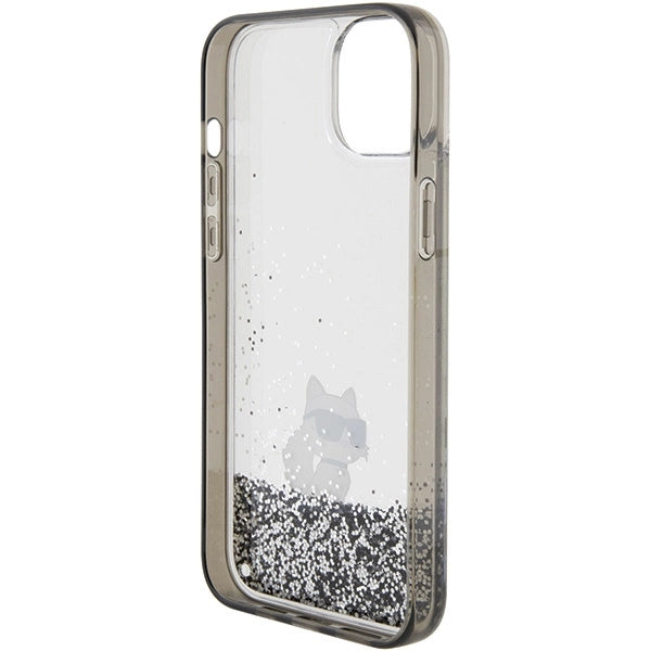Karl Lagerfeld Liquid Glitter Choupette case for iPhone 15 Plus - transparent