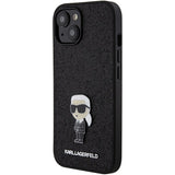 Karl Lagerfeld Fixed Glitter Ikonik Logo Metal Pin case for iPhone 15 - black
