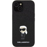Karl Lagerfeld Fixed Glitter Ikonik Logo Metal Pin case for iPhone 15 - black