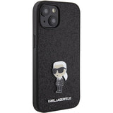 Karl Lagerfeld Fixed Glitter Ikonik Logo Metal Pin case for iPhone 15 - black