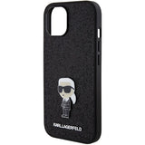 Karl Lagerfeld Fixed Glitter Ikonik Logo Metal Pin case for iPhone 15 - black