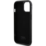 Karl Lagerfeld Rhinestone Logo Metal Plate case for iPhone 15 - black