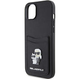 Karl Lagerfeld Saffiano Cardslot Karl&Choupette Metal Pin case for iPhone 15 - black