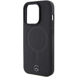 Mercedes Smooth Leather MagSafe case for iPhone 15 Pro - black