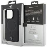 Mercedes Smooth Leather MagSafe case for iPhone 15 Pro - black