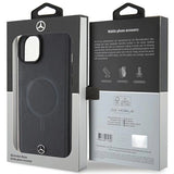 Mercedes Smooth Leather MagSafe case til iPhone 15 Plus - sort
