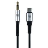 3mk AUX minijack 3.5 mm / USB-C cable - silver