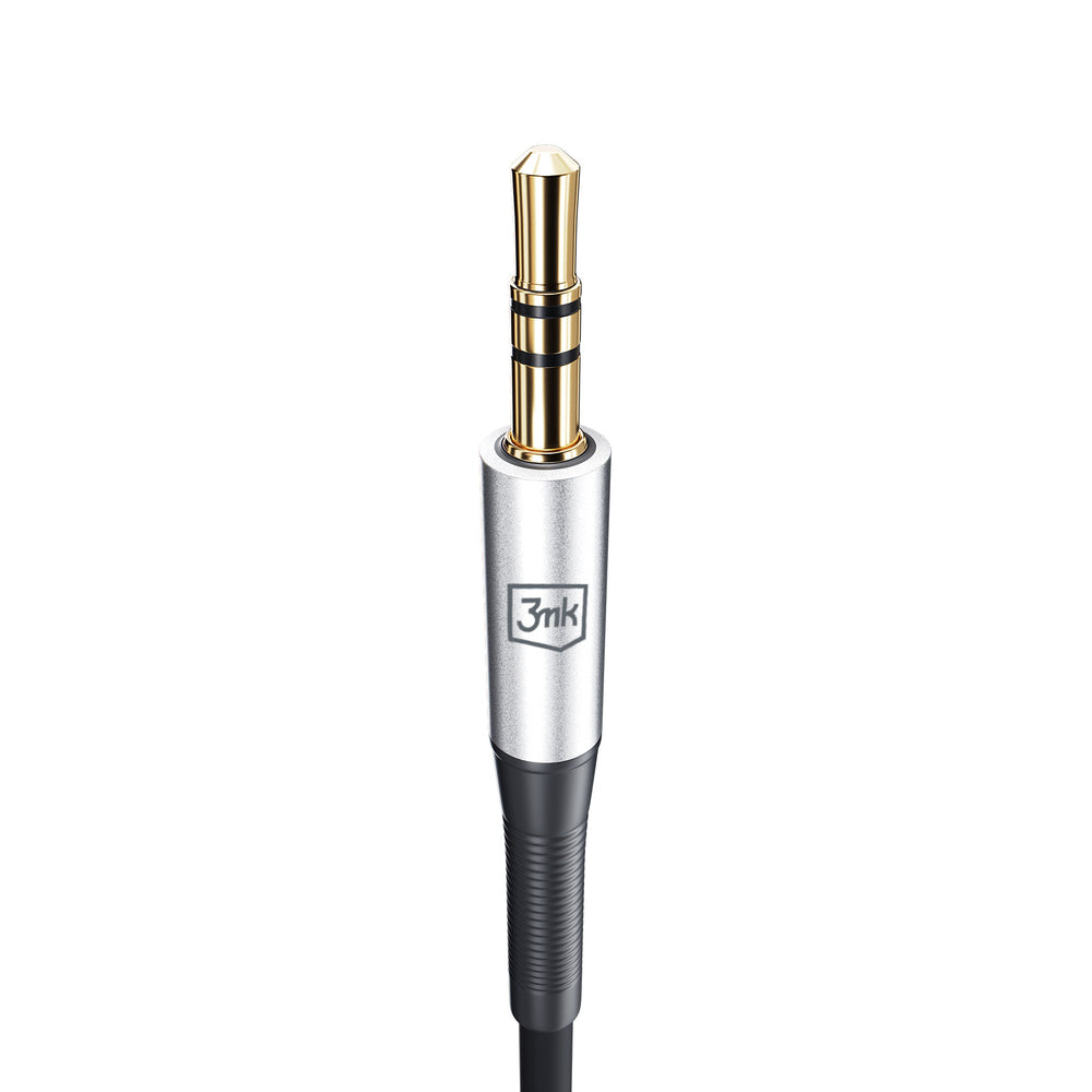3mk AUX minijack 3.5 mm / USB-C cable - silver