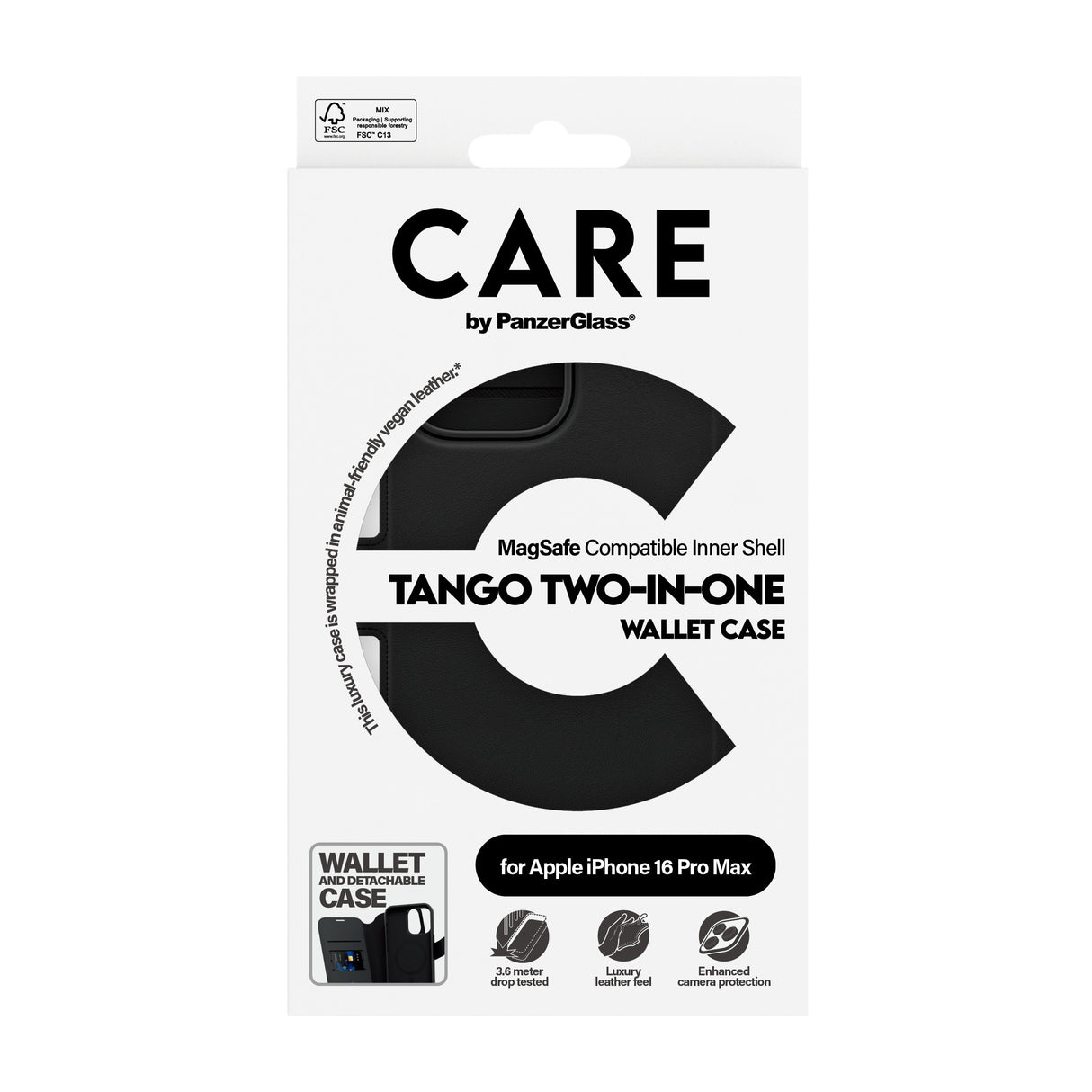 PanzerGlass CARE by ® Feature Case Tango Two-in-One Wallet m. MagSafe iPhone 16 Pro Max