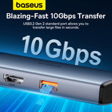 USB HUB 6in1 Baseus Metal Gleam Series II USB-A/USB-C/USB-C PD/HDMI/RJ45 - black