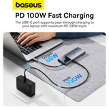 USB HUB 6in1 Baseus Metal Gleam Series II USB-A/USB-C/USB-C PD/HDMI/RJ45 - black