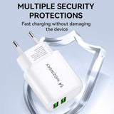 Wozinsky CUWCW 2.4A 2 x USB-A vægoplader - hvid