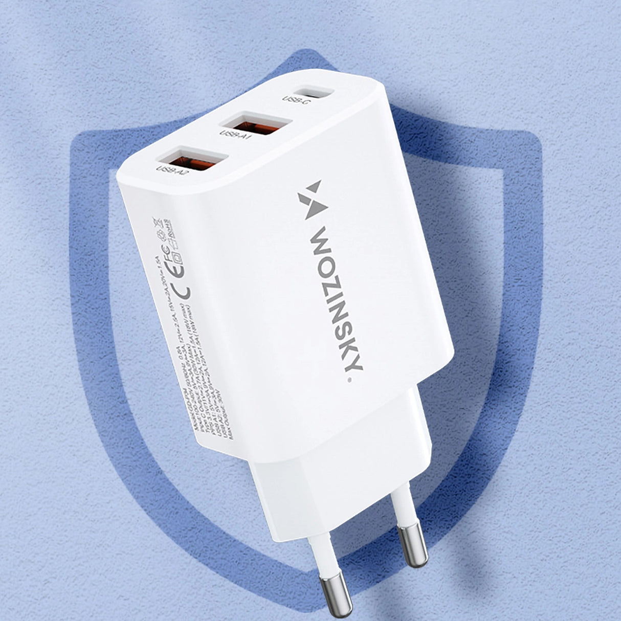 Wozinsky CWCUCW 30W USB-C / 2 x USB-A vægoplader - hvid