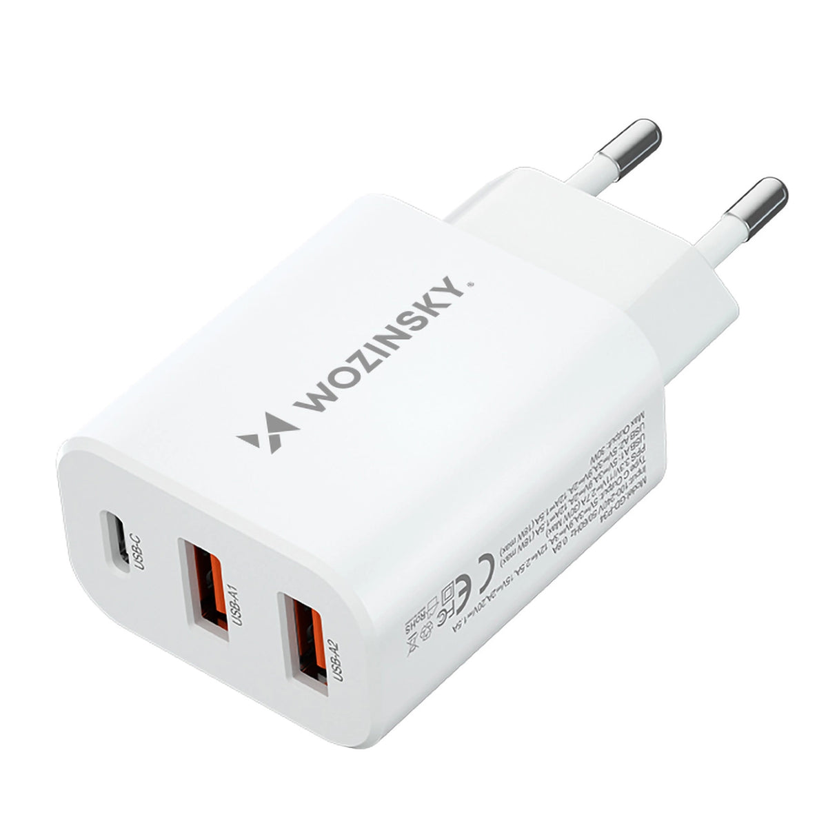 Wozinsky CWCUCW 30W USB-C / 2 x USB-A vægoplader - hvid