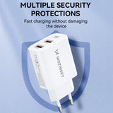 Wozinsky CWCUCW 30W USB-C / 2 x USB-A vægoplader - hvid