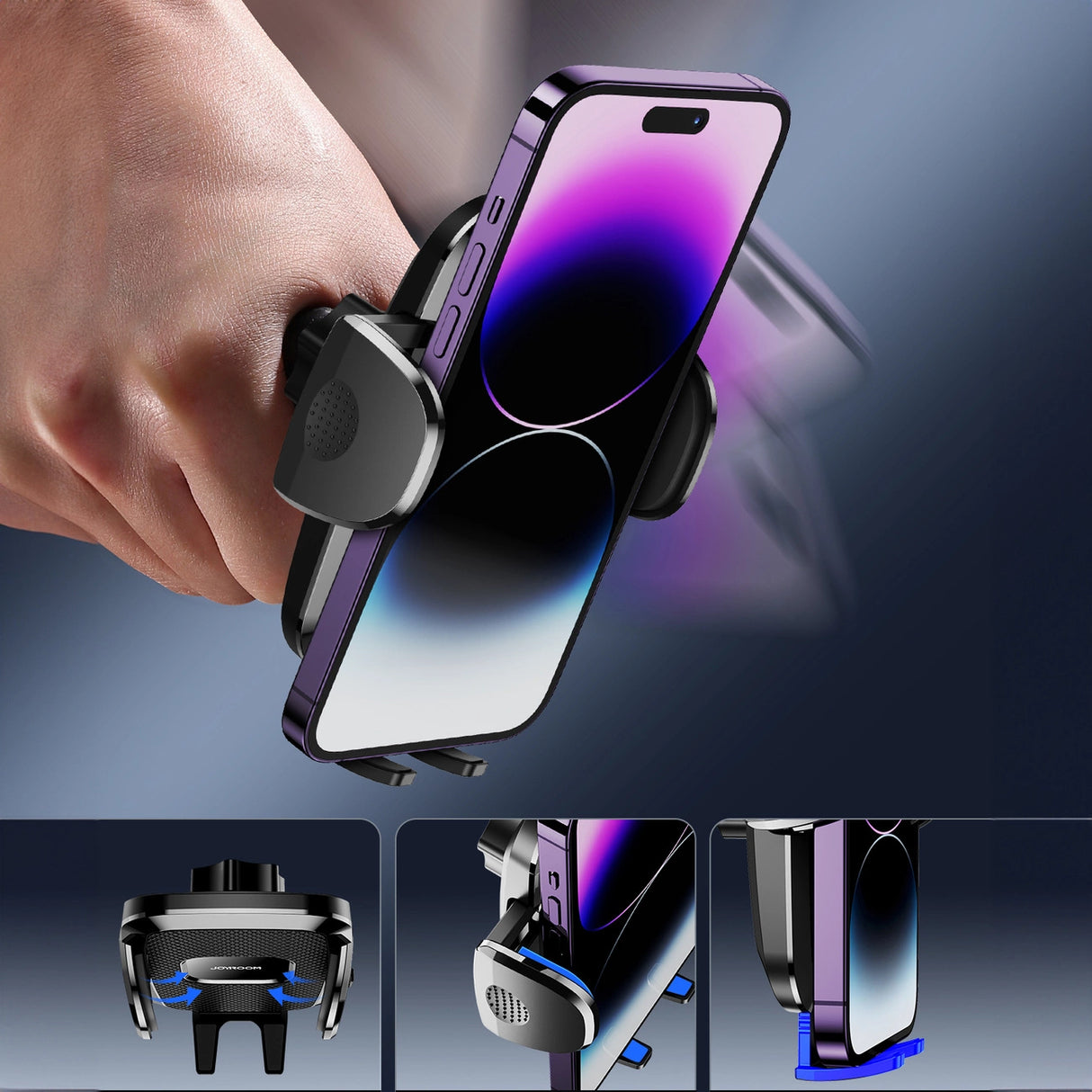 Joyroom JR-ZS259 mekanisk bilholder universel til telefon på cockpit / vindue - sort