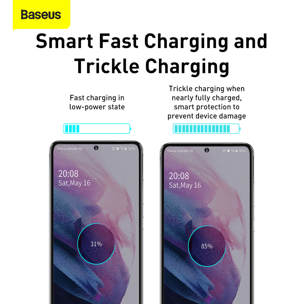 Baseus Sius USB-C 25W 3A hurtigoplader med USB-C / USB-C 1m kabel - hvid