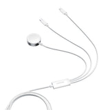 Joyroom S-IW008 3-i-1-kabel magnetisk oplader USB-A - Lightning / USB-C 1,2 m - hvid