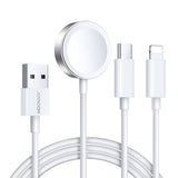 Joyroom S-IW008 3-i-1-kabel magnetisk oplader USB-A - Lightning / USB-C 1,2 m - hvid