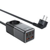 Acefast Z2 GaN 75W PD stationær oplader 3x USB-C 2x USB-A - sort og grå