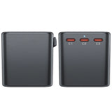 Acefast Z1 GaN 75W PD rejse oplader adapter 3x USB-C 2x USB-A - sort