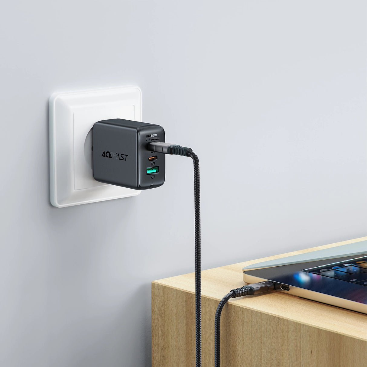 Acefast C1-09 USB-C / USB-C USB4 PD3.1 kabel 5A 1m - grå-sort