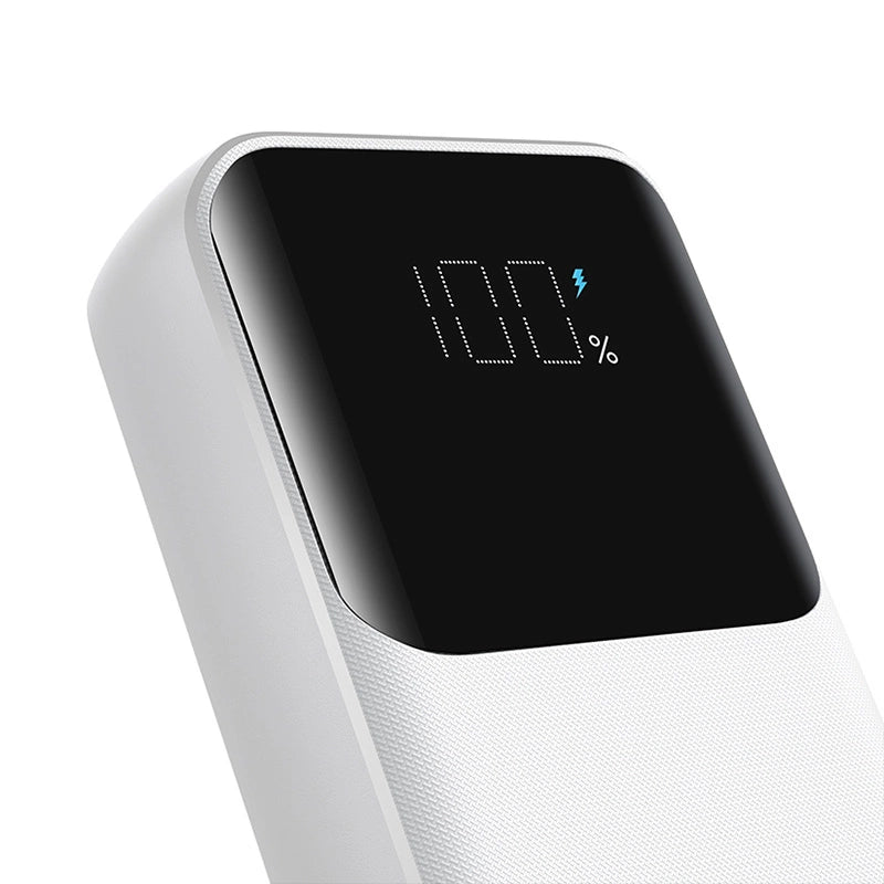 Mini powerbank med indbyggede kabler Joyroom JR-PBC06 30W 10000mAh - hvid