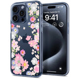 Spigen Liquid Crystal iPhone 15 Pro Case - Pink og blå blomster