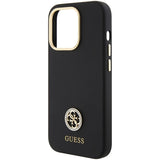 Guess Silicone Logo Strass 4G Case for iPhone 15 Pro - Black