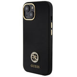 Guess Silicone Logo Strass 4G Case til iPhone 15 - sort
