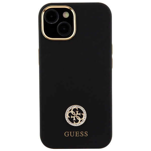Guess Silicone Logo Strass 4G Case til iPhone 15 - sort