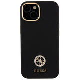 Guess Silicone Logo Strass 4G Case til iPhone 15 - sort