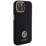 Guess Silicone Logo Strass 4G Case til iPhone 15 - sort