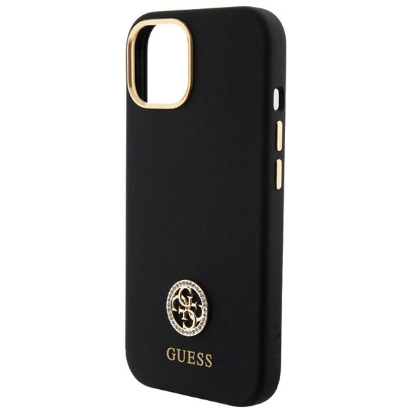 Guess Silicone Logo Strass 4G Case til iPhone 15 - sort