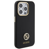 Guess Silicone Logo Strass 4G case for iPhone 15 Pro Max - black