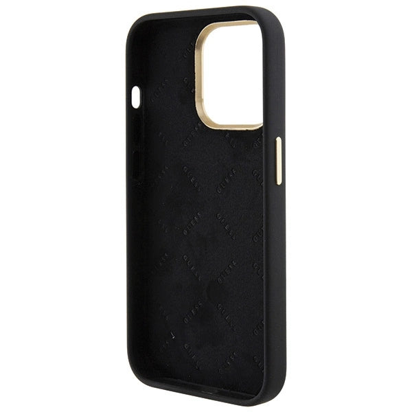 Guess Silicone Logo Strass 4G case for iPhone 15 Pro Max - black