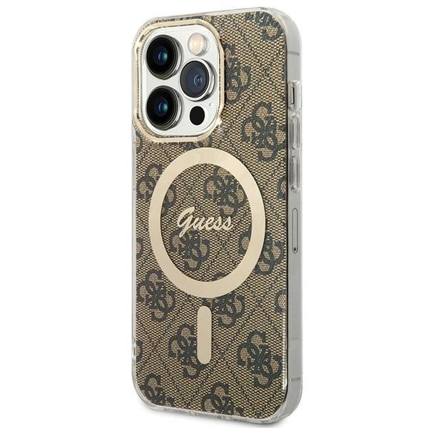Guess IML 4G MagSafe-fodral til iPhone 15 Pro - brun