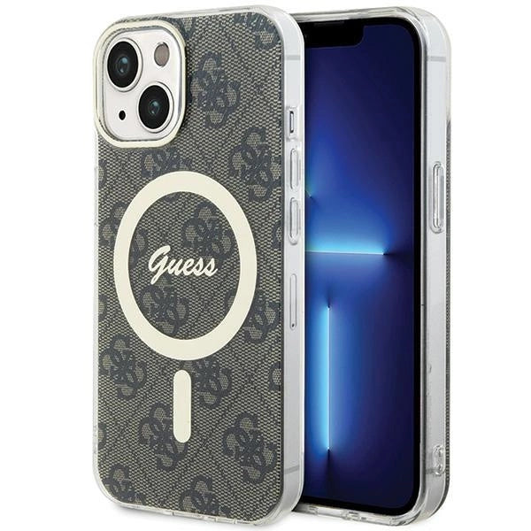 Guess IML 4G MagSafe-fodral til iPhone 15 - brun