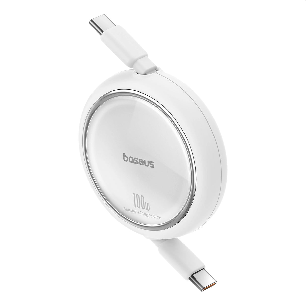 Baseus Free2Draw Mini USB-C - USB-C 100W 1m indtrækbar kabel - hvid
