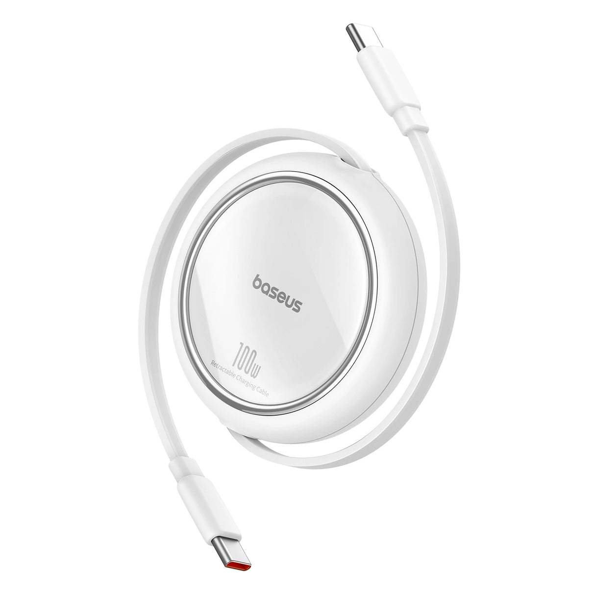 Baseus Free2Draw Mini USB-C - USB-C 100W 1m indtrækbar kabel - hvid