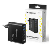 Wozinsky CGWCB 140W GaN vægoplader 3 x USB-C / 2 x USB-A - sort
