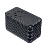 Choetech PD6028 EU / US / AUS / UK rejseadapter 2x USB-C 2x USB-A 100W - sort