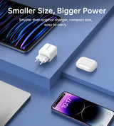 Choetech PD6052 USB-C USB-A PD 35W GaN vægoplader med display - hvid