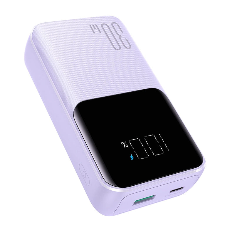Joyroom JR-PBC07 20000mAh 30W mini power bank med USB-C og Lightning kabler - lilla