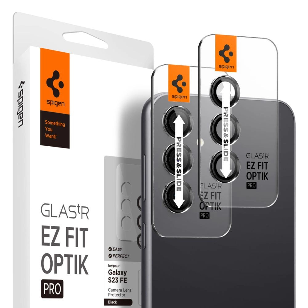 Spigen Glas.tR EZ Fit Optik Camera Protector til Samsung Galaxy S23 FE - sort 2 stykker.