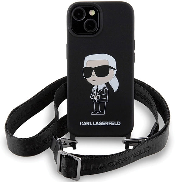 Karl Lagerfeld KLHCP15SSCBSKNK iPhone 15 6.1" hardcase black/black Crossbody Silicone Ikonik