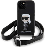 Karl Lagerfeld KLHCP15SSCBSKNK iPhone 15 6.1" hardcase black/black Crossbody Silicone Ikonik