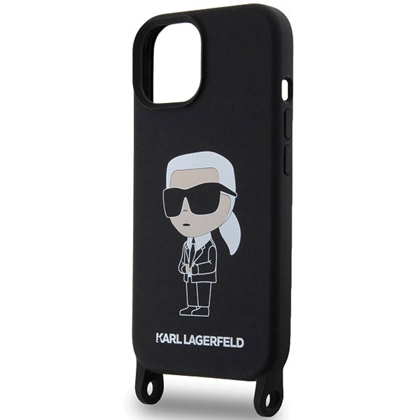 Karl Lagerfeld KLHCP15SSCBSKNK iPhone 15 6.1" hardcase black/black Crossbody Silicone Ikonik