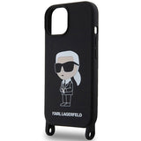Karl Lagerfeld KLHCP15SSCBSKNK iPhone 15 6.1" hardcase black/black Crossbody Silicone Ikonik