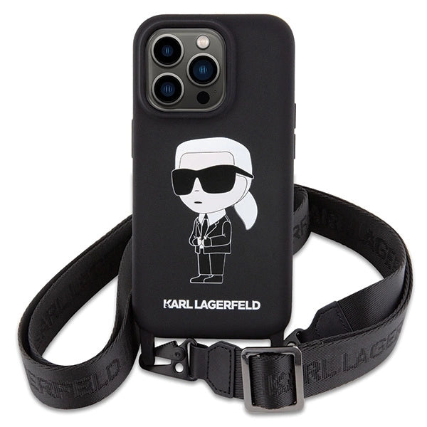 Karl Lagerfeld KLHCP15XSCBSKNK iPhone 15 Pro Max 6.7" hardcase black/black Crossbody Silicone Ikonik